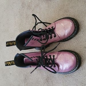 Glitter pink girls doc marten boots